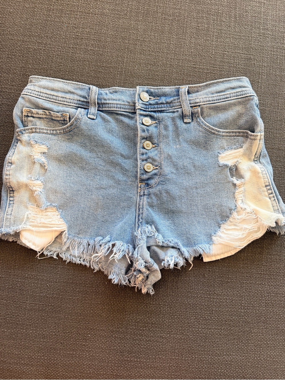Hollister High-Rise Vintage Stretch Distressed Denim Shorts Size 28